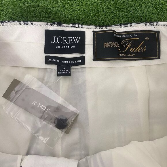 NWT J.Crew Collection Italian Nova Fides Essential Wide Leg Plaid Pants Size 8 - Picture 5 of 7